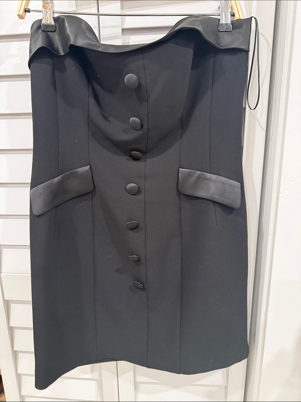 French connection Black Strapless Button-Front Cocktail Dress